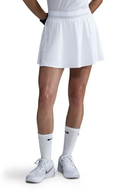 Nike Court Ace Advantage Dri-fit High Waist Tennis Skirt In White