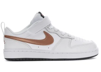 Pre-owned Nike Court Borough Low 2 Sneakers In Summit In White/metallic Bronze/summit White