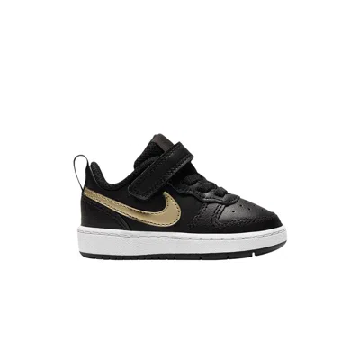 Pre-owned Nike Court Borough Low 2 Td 'black Metallic Gold Star' | Infant Size 8