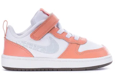 Pre-owned Nike Court Borough Low 2 White Sneakers In Sidewalk/aura/light Madder Root
