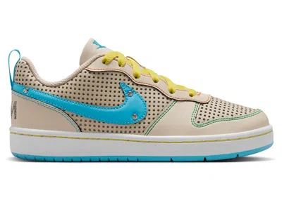 Pre-owned Nike Court Borough Low Recraft Baltic Blue Sneakers In Sanddrift/phantom/opti Yellow