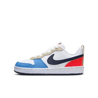 Nike Court Borough Low Recraft Big Kids' Shoes In White/thunder Blue/crimson