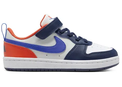 Pre-owned Nike Court Borough Low Recraft Hyper Royal Sneakers In Midnight Navy Blue/team Orange/light Silver