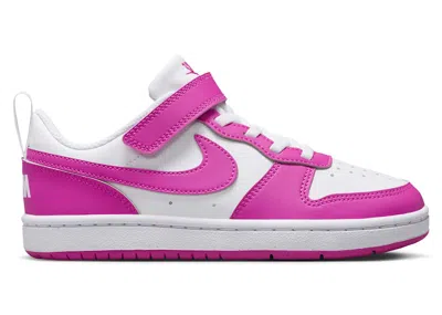 Pre-owned Nike Court Borough Low Recraft Sneakers In White/laser Fuchsia
