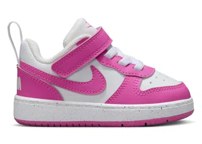 Pre-owned Nike Court Borough Low Recraft Sneakers In White/laser Fuchsia