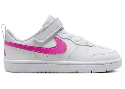 Pre-owned Nike Court Borough Low Recraft Sneakers In White/laser Fuchsia