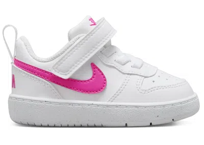 Pre-owned Nike Court Borough Low Recraft Sneakers In White/laser Fuchsia