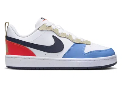 Pre-owned Nike Court Borough Low Recraft Thunder Blue Sneakers In White/light Crimson/blue Beyond