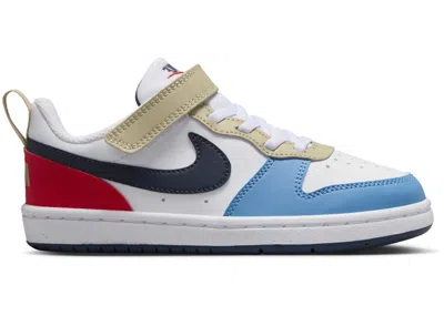 Pre-owned Nike Court Borough Low Recraft Thunder Blue Sneakers In White/light Crimson/blue Beyond In Multi