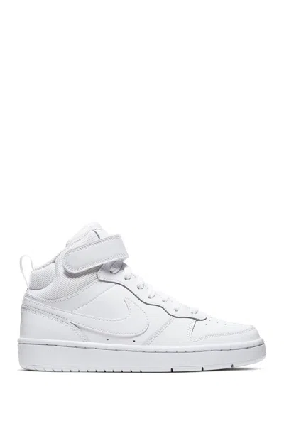 Nike Kids' Court Borough Mid 2 Basketball Sneaker In 100 White/white