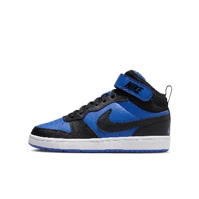 Nike Court Borough Mid 2 Big Kids' Shoes In Game Royal/white/black