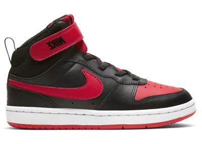 Pre-owned Nike Court Borough Mid 2 Bred Sneakers In Black/white/university Red In Multi