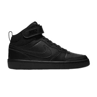 Pre-owned Nike Court Borough Mid 2 Gs 'triple Black' | Kid's Size 6.5