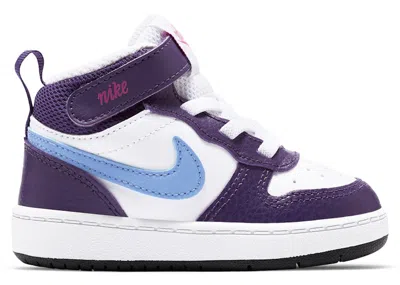 Pre-owned Nike Court Borough Mid 2 Royal Pulse Sneakers In White/eggplant/active Fuchsia