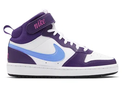 Pre-owned Nike Court Borough Mid 2 Royal Pulse Sneakers In White/eggplant/active Fuchsia