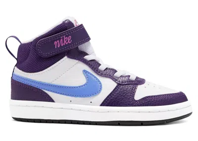 Pre-owned Nike Court Borough Mid 2 Royal Pulse Sneakers In White/eggplant/active Fuchsia