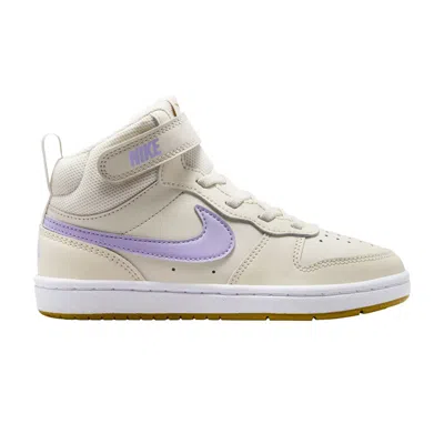 Pre-owned Nike Court Borough Mid 2 Se Ps 'light Orewood Brown Lilac Bloom' | Cream | Kid's Size 2 In White