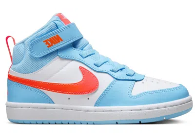 Pre-owned Nike Court Borough Mid 2 Sneakers In Aquarius Blue/white/total Orange