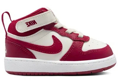 Pre-owned Nike Court Borough Mid 2 Sneakers In Sail/white/gym Red