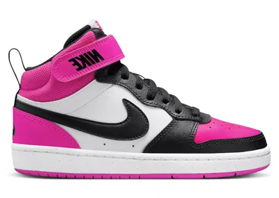 Pre-owned Nike Court Borough Mid 2 Sneakers In White/fierce Pink/black