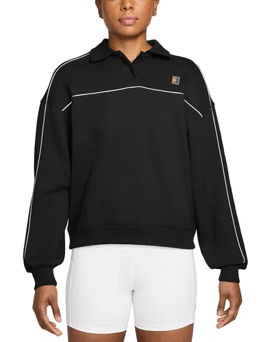Nike Court Collection Long Sleeve Fleece Tennis Top In Black