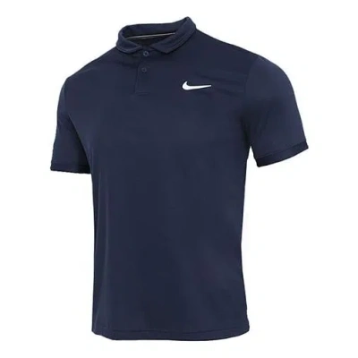 Nike Court Dri-fit Victory Casual Sports Tennis Lapel Short Sleeve Polo Shirt Navy Blue