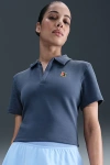 Nike Women's Court Heritage Short-sleeve Cropped Tennis Polo In Blue
