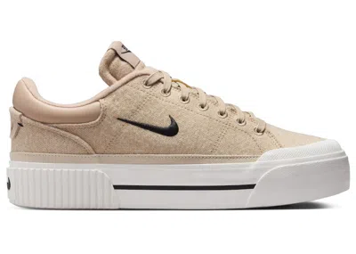 Pre-owned Nike Court Legacy Lift Black (women's) Sneakers In Hemp/sail/sanddrift In Multi