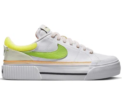 Pre-owned Nike Court Legacy Lift Feel Love (women's) Sneakers In White/pearl Pink/opti Yellow