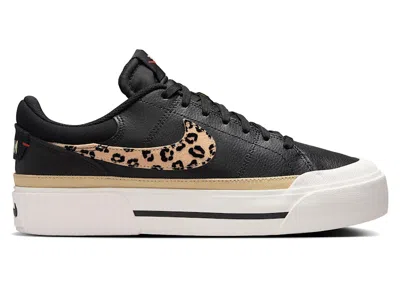 Pre-owned Nike Court Legacy Lift Leopard (women's) Sneakers In Black/sail/picante Red