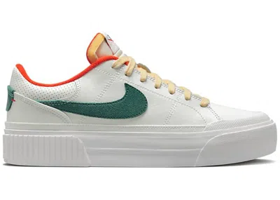 Pre-owned Nike Court Legacy Lift Noble Green (women's) Sneakers In Sail/picante Red/opti Yellow