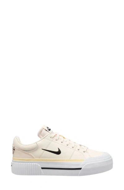 Nike Court Legacy Lift Platform Sneaker In Pale Ivory/ Black-muslin-white