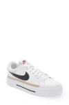 Nike Court Legacy Lift Platform Sneaker In White/black Hemp Team Orange