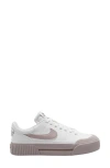 Nike Court Legacy Lift Platform Sneaker In White/violet/mauve