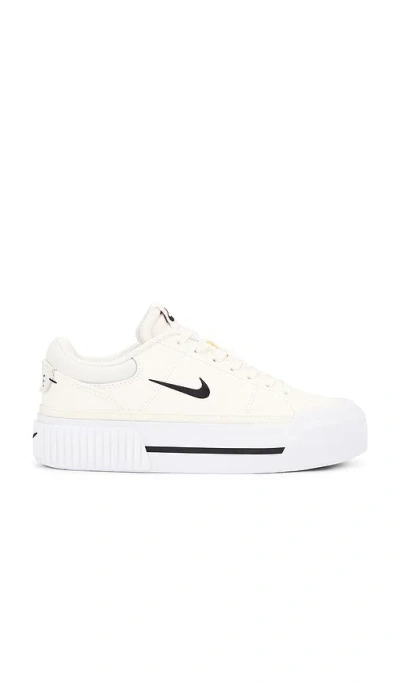 Nike Court Legacy Lift Sneaker In Pale Ivory  Black  Muslin  & White