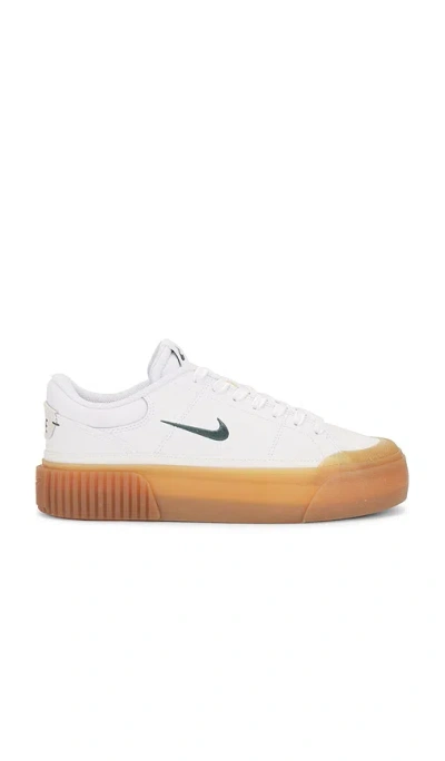 Nike Court Legacy Lift Sneaker In White  Vintage Green  Gum Yellow  & Sail