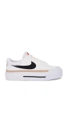 Nike Court Legacy Lift Platform Sneaker In White  Black  & Hemp