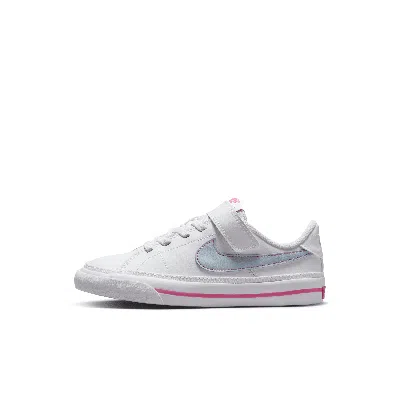 Nike Court Legacy Little Kids' Shoes In White/pinksicle/lt Armory Blue