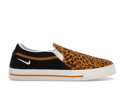 Pre-owned Nike Court Legacy Slip On Leopard (women's) Sneakers In Black/wheat/white