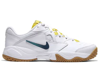 Pre-owned Nike Court Lite 2 (women's) Sneakers In White/oracle Aqua/opti Yellow
