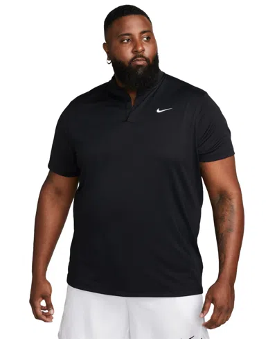 Nike Court Men's Dri-fit Short Sleeve Tennis Blade Polo Shirt In Black,(white)