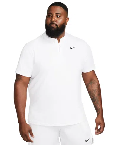 Nike Court Men's Dri-fit Short Sleeve Tennis Blade Polo Shirt In White,(black)