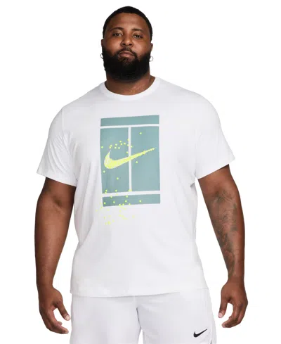 Nike Court Men's Relaxed Fit Short Sleeve Graphic Tennis T-shirt In White