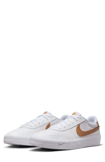 Nike Court Shot Low Top Sneaker In White/flax