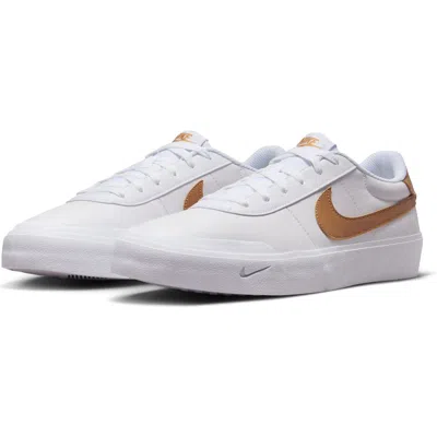 Nike Court Shot Low Top Sneaker In White/flax