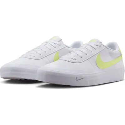 Nike Court Shot Low Top Sneaker In White/lemon Twist