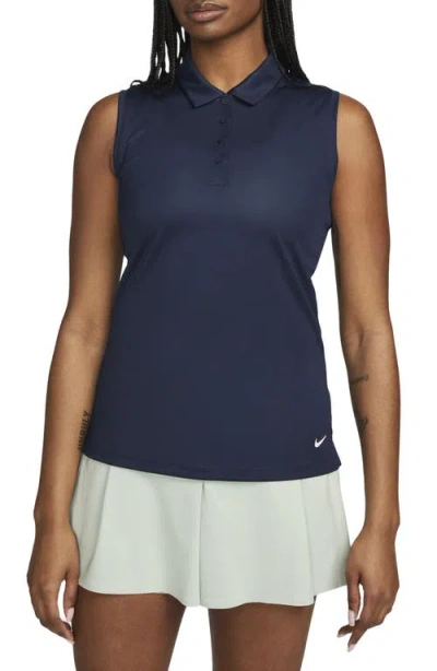 Nike Court Victory Dri-fit Semisheer Sleeveless Polo In Blue