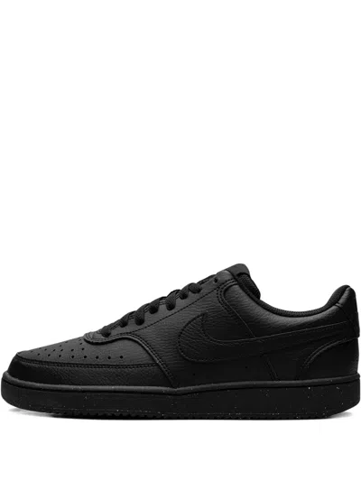Nike Court Vision Leather Sneakers In Black