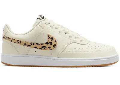 Pre-owned Nike Court Vision Leopard (women's) Sneakers In Sail/white/flax