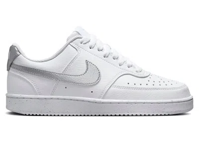 Pre-owned Nike Court Vision Low Next Nature (women's) Sneakers In White/metallic Silver